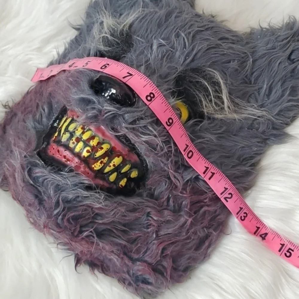 Vintage Y2K Wolf Werewolf Plastic Faux Fur Mask Unisex Halloween Costume Cosplay